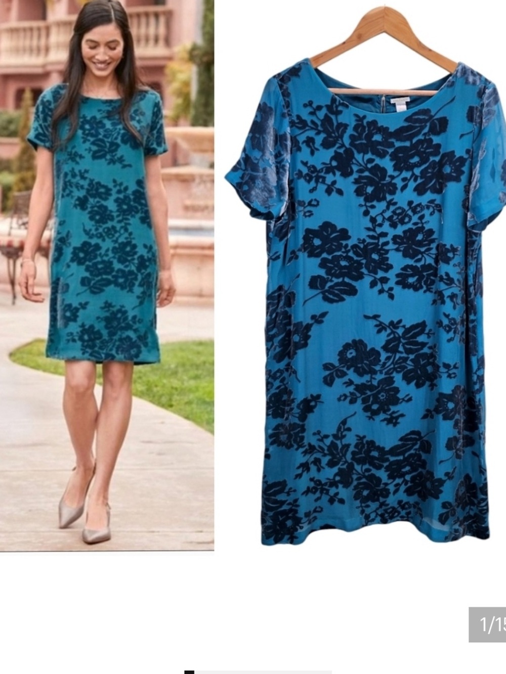 Sundance Womens Ella Silk Rayon Velvet Floral Flutter Sleeve Shift Dress Large